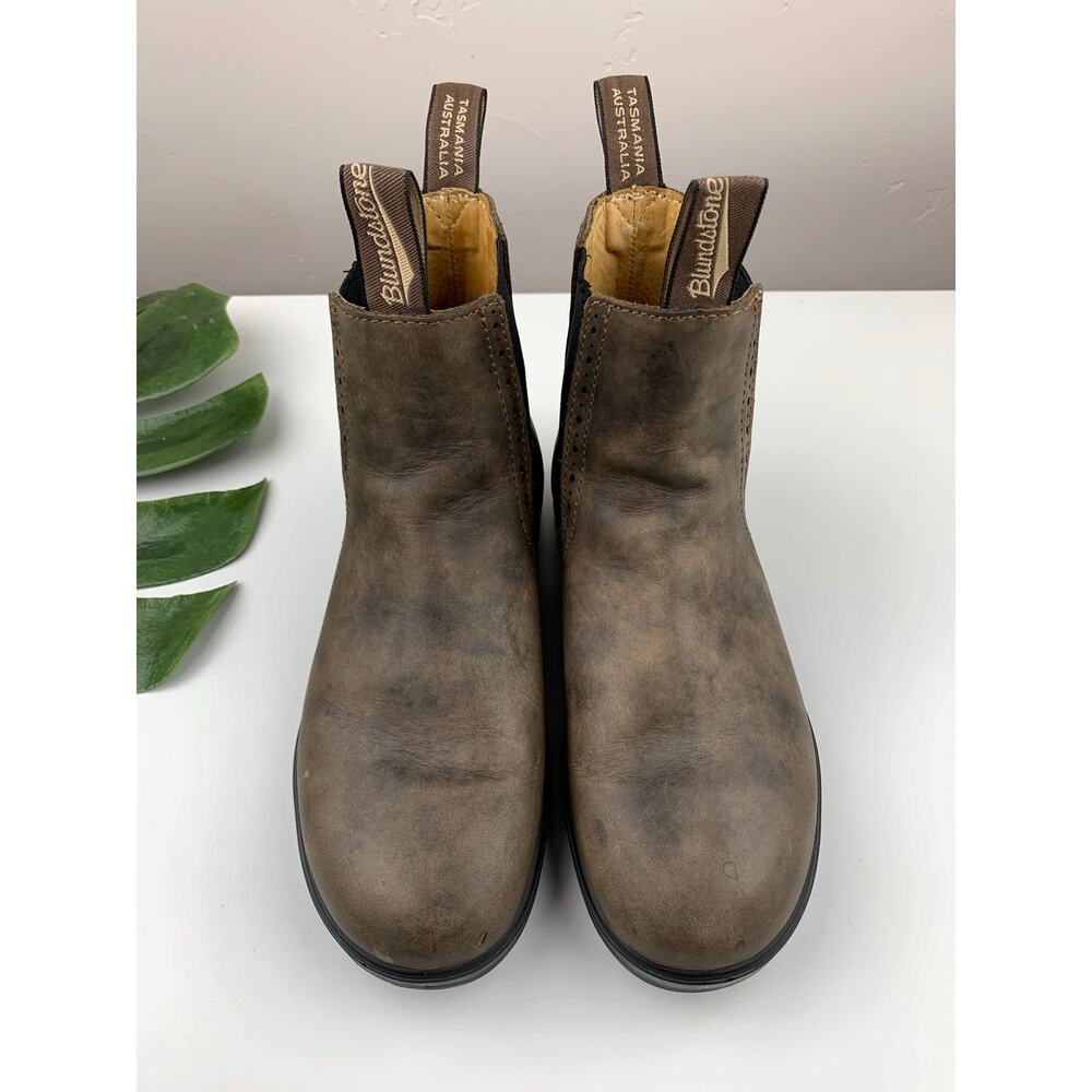 1351 High Top Blundstone Brown Chelsea Ankle Boots with Black Elastic Panels - Picture 2 of 12